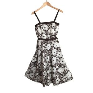 A-Line Cream/Brown Floral Sundress Removable Ribbon Strapless Opt by Ann Taylor